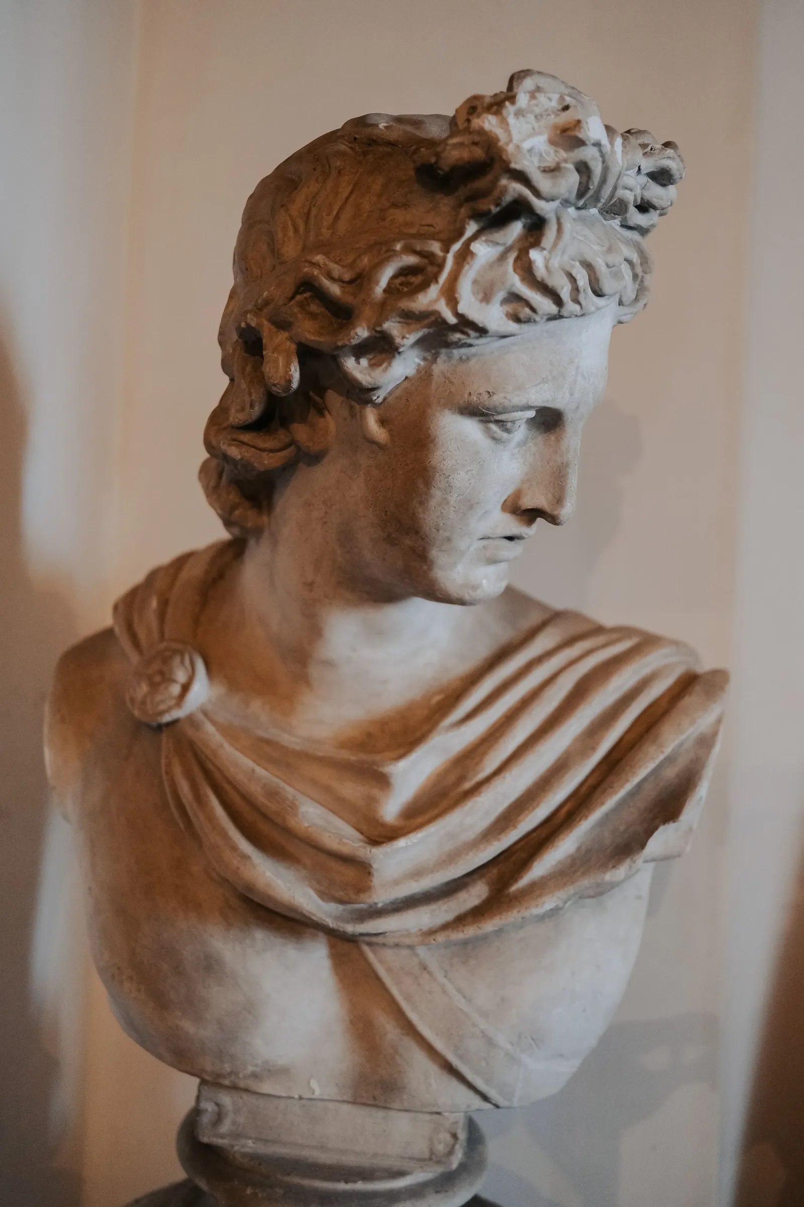 Close-up of a classical marble bust
